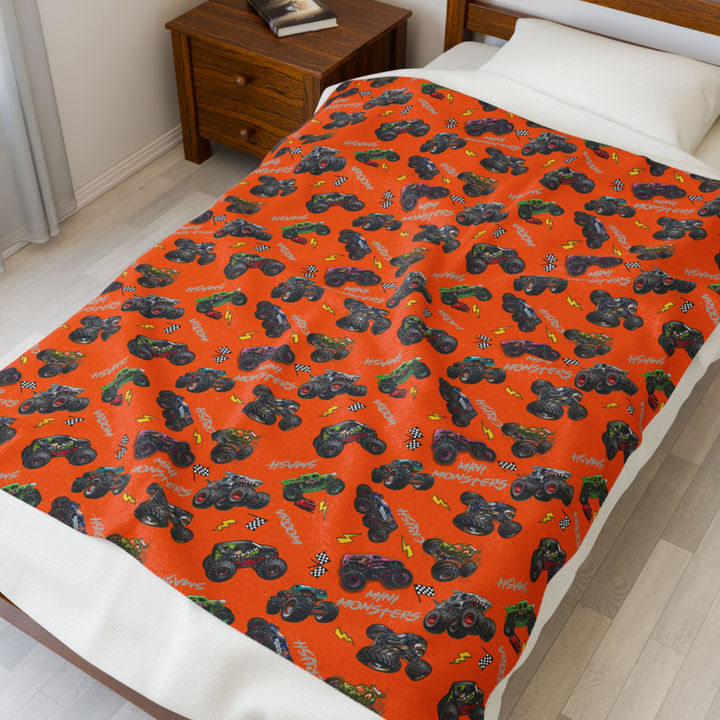 Monster Truck Patterned Throw Blanket 