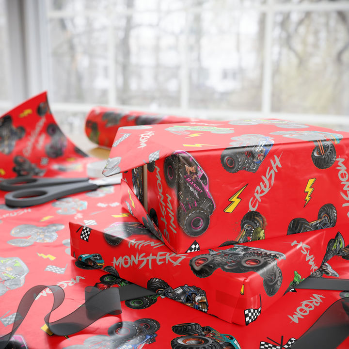 2X Monster Truck Wrapping Paper Mockup