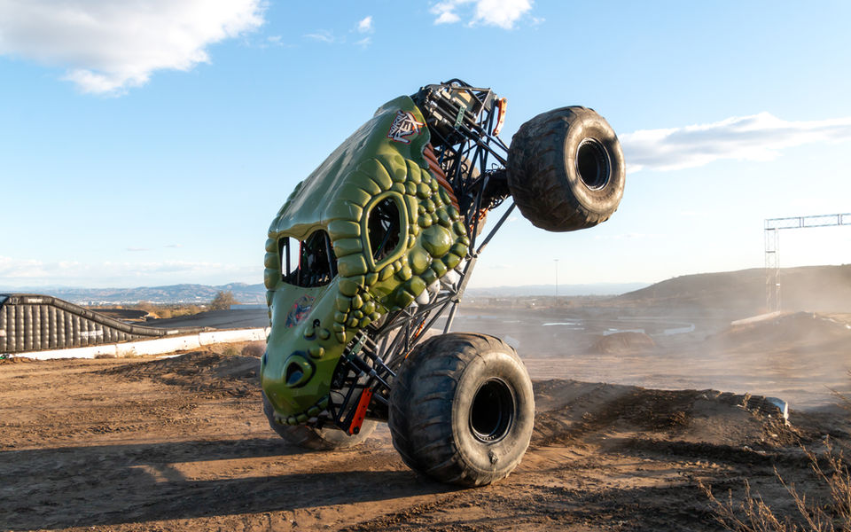 Roarin Rex Monster Truck Nose Wheelie