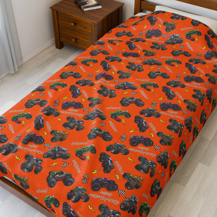 Monster Truck Patterned Throw Blanket 