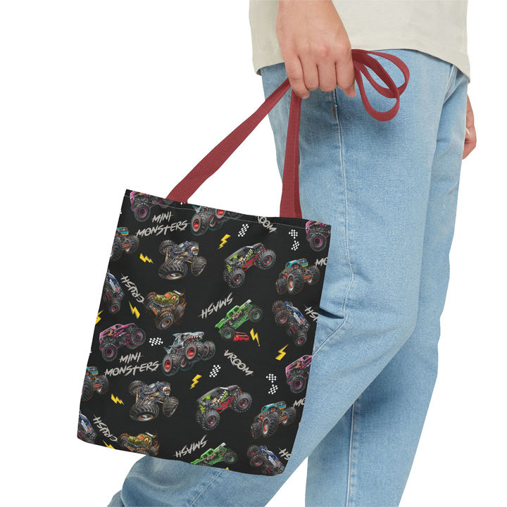 2X Monster Trucks Patterned Tote Bag mockup