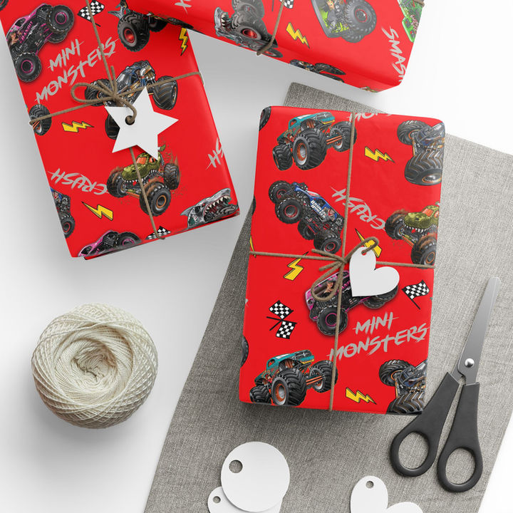 2X Monster Truck Wrapping Paper Mockup
