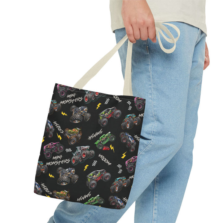 2X Monster Trucks Patterned Tote Bag mockup