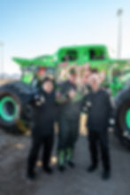 King sling Monster truck with dennis and riders in front 