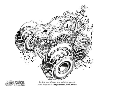 Roarin Rex Monster Truck Coloring Page