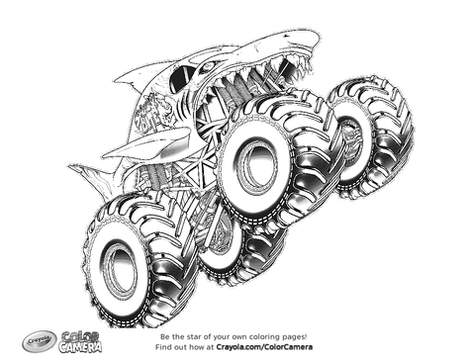 Shark bite Monster Truck Coloring Page